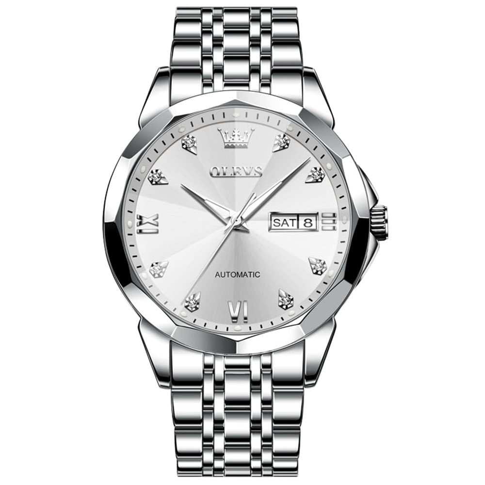 OLEVS 3D Diamond Cut Mirror Automatic Mechanical Watch 9982 Day Date for Men - All Gold Watch | Olevs Watch Store