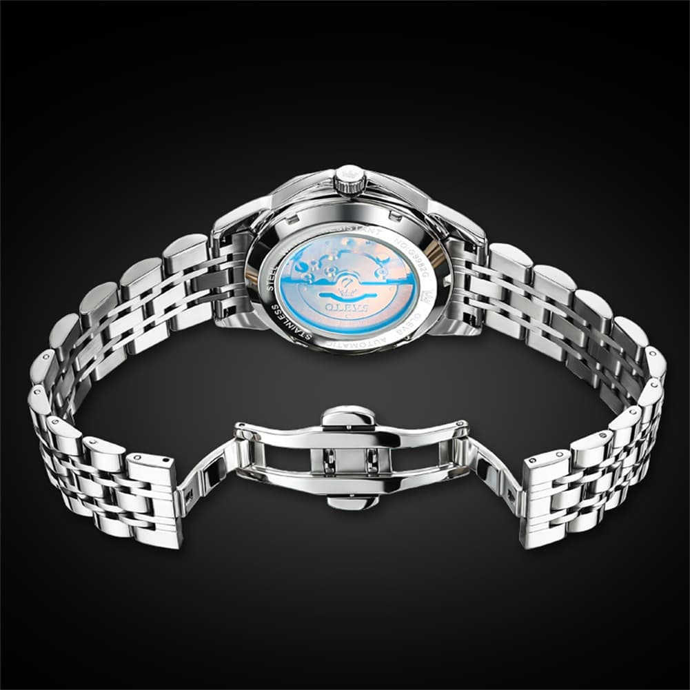 OLEVS 3D Diamond Cut Mirror Automatic Mechanical Watch 9982 Day Date for Men - All Gold Watch | Olevs Watch Store