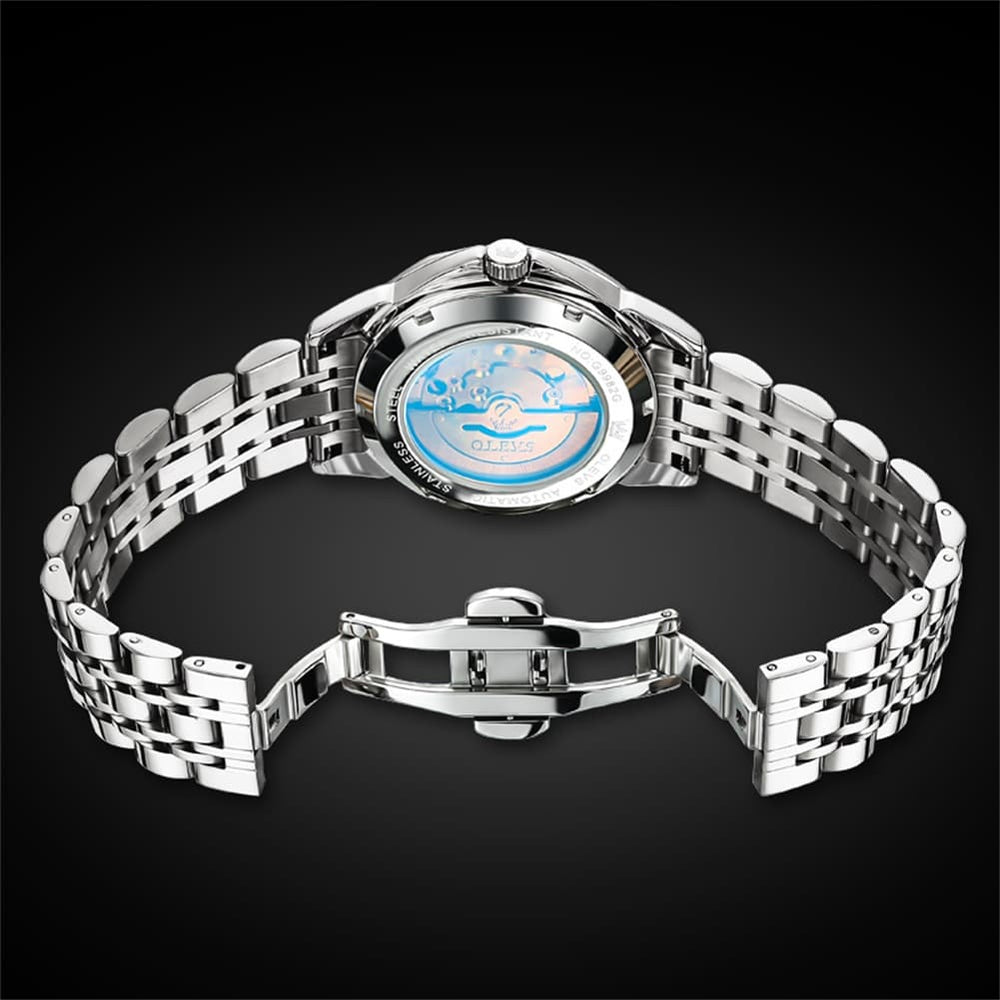 OLEVS 3D Diamond Cut Mirror Automatic Mechanical Watch 9982 Day Date for Men - All Gold Watch | Olevs Watch Store