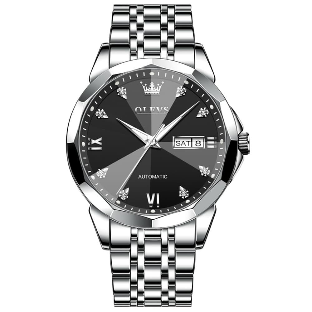 OLEVS 3D Diamond Cut Mirror Automatic Mechanical Watch 9982 Day Date for Men - All Gold Watch | Olevs Watch Store