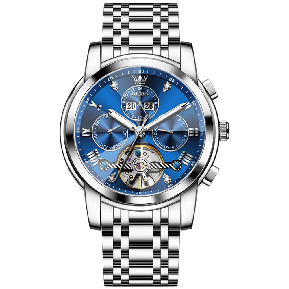 OLEVS 3D Diamond Cut Skeleton Automatic Watch 7121 for Men - All Gold Watch | Olevs Watch Store