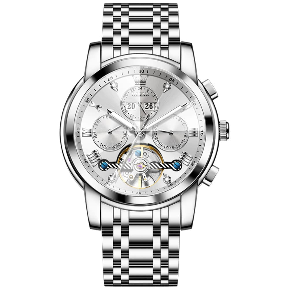 OLEVS 3D Diamond Cut Skeleton Automatic Watch 7121 for Men - All Gold Watch | Olevs Watch Store