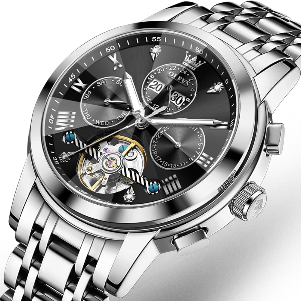 OLEVS 3D Diamond Cut Skeleton Automatic Watch 7121 for Men - All Gold Watch | Olevs Watch Store