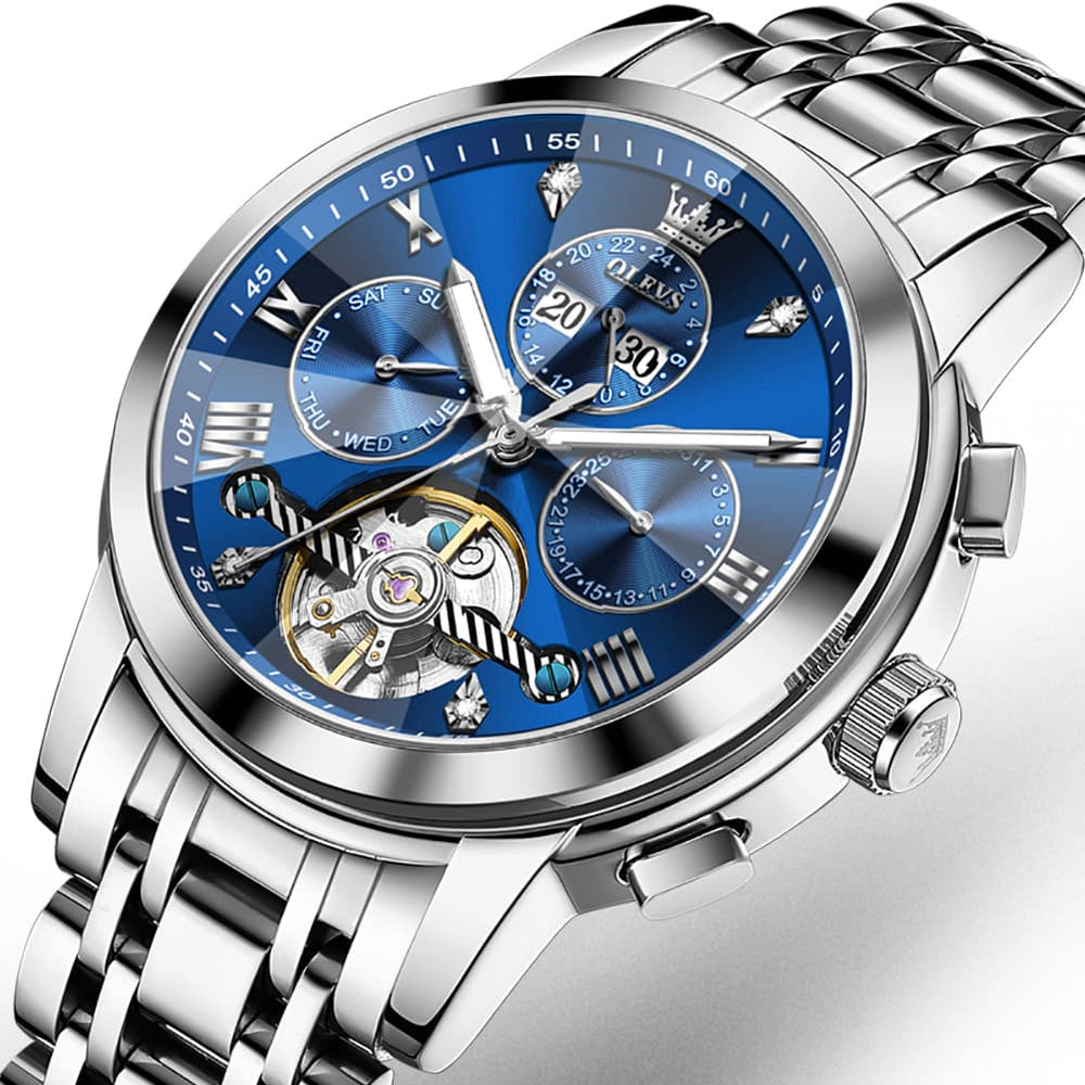 OLEVS 3D Diamond Cut Skeleton Automatic Watch 7121 for Men - All Gold Watch | Olevs Watch Store