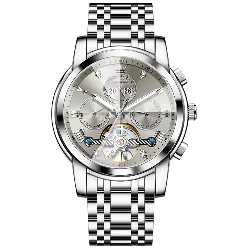 OLEVS 3D Diamond Cut Skeleton Automatic Watch 7121 for Men - All Gold Watch | Olevs Watch Store