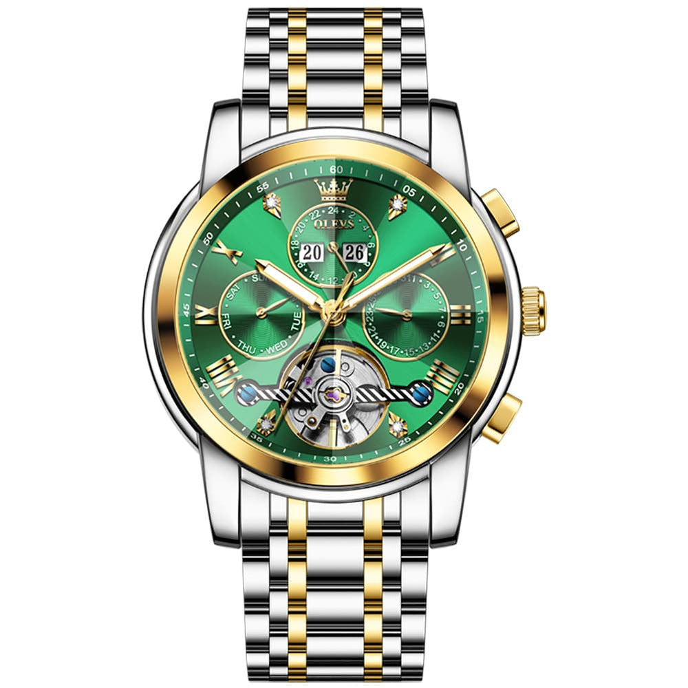 OLEVS 3D Diamond Cut Skeleton Automatic Watch 7121 for Men - All Gold Watch | Olevs Watch Store