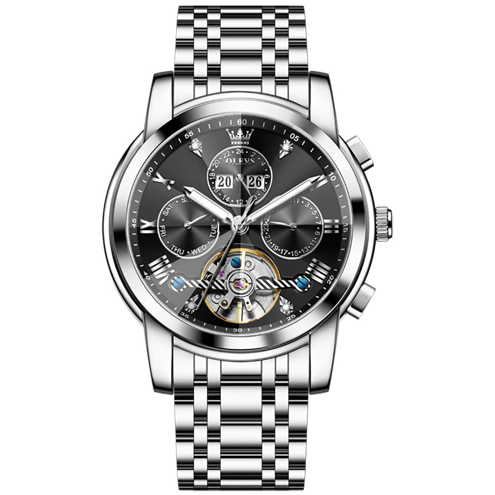 OLEVS 3D Diamond Cut Skeleton Automatic Watch 7121 for Men - All Gold Watch | Olevs Watch Store