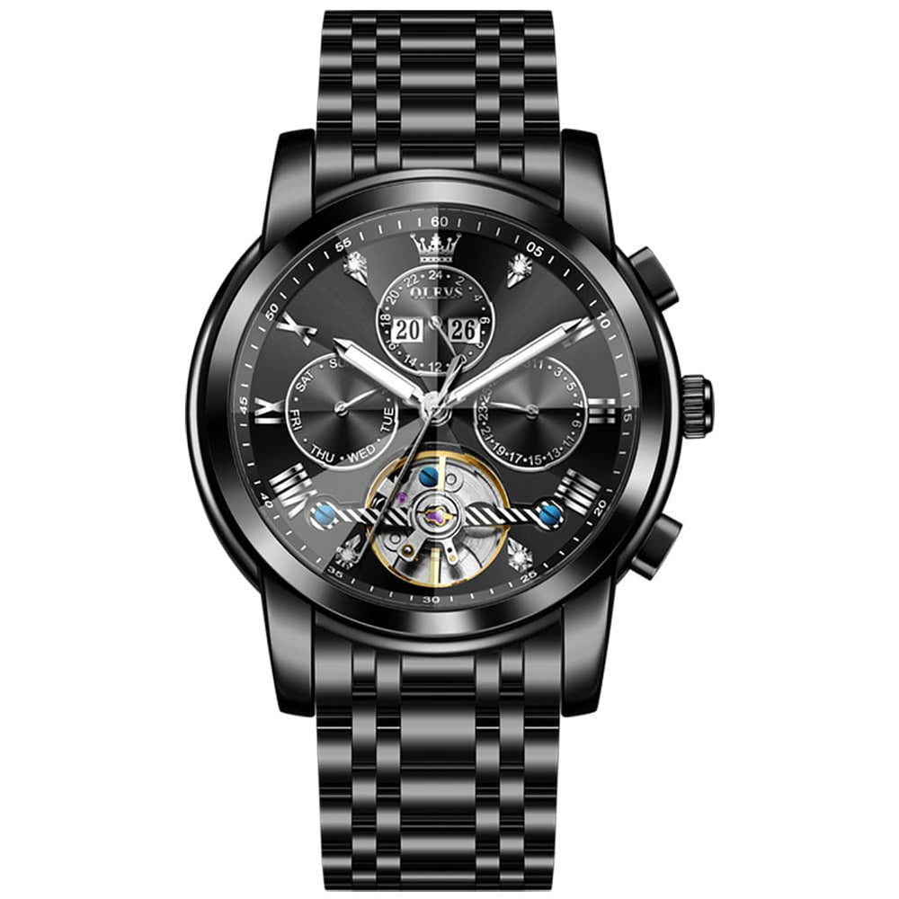 OLEVS 3D Diamond Cut Skeleton Automatic Watch 7121 for Men - All Gold Watch | Olevs Watch Store