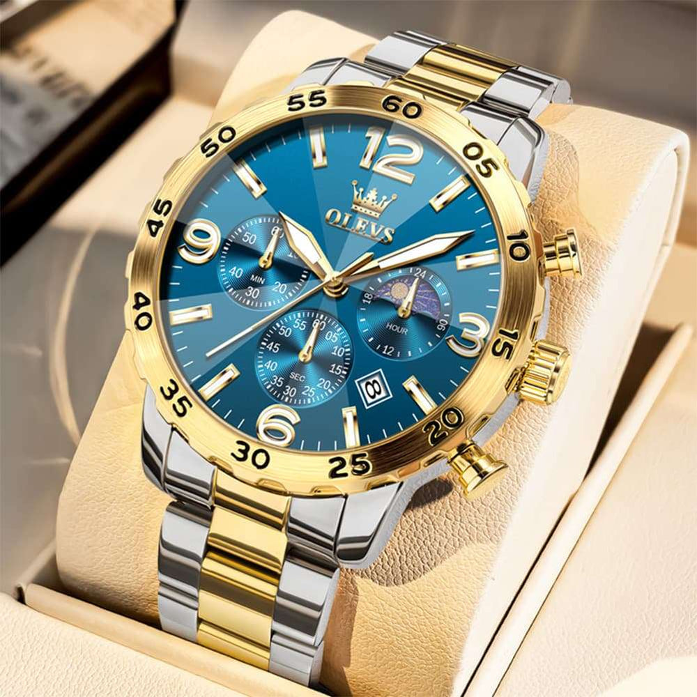 OLEVS 3D Rhombic Chronograph Quartz Watch for Men 3678