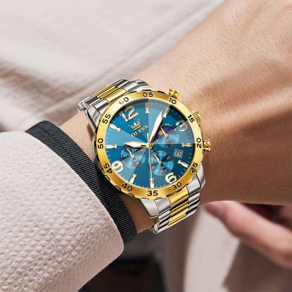 OLEVS 3D Rhombic Chronograph Quartz Watch for Men 3678
