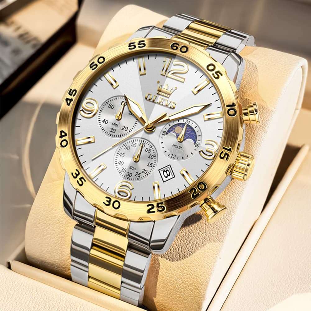 OLEVS 3D Rhombic Chronograph Quartz Watch for Men 3678