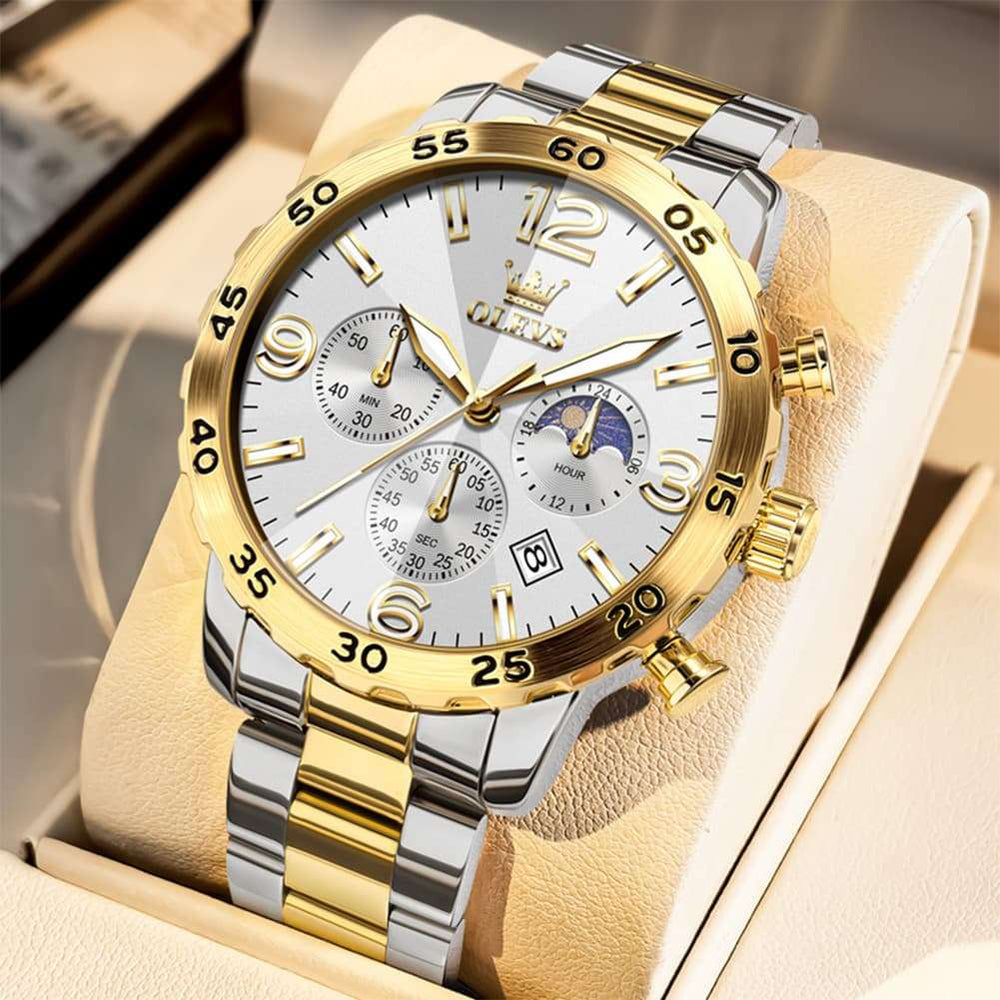OLEVS 3D Rhombic Chronograph Quartz Watch for Men 3678
