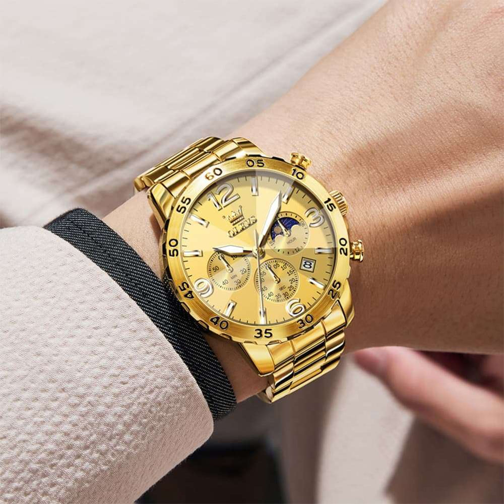 OLEVS 3D Rhombic Chronograph Quartz Watch for Men 3678
