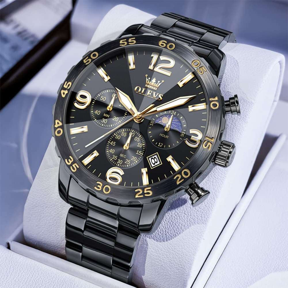 OLEVS 3D Rhombic Chronograph Quartz Watch for Men 3678