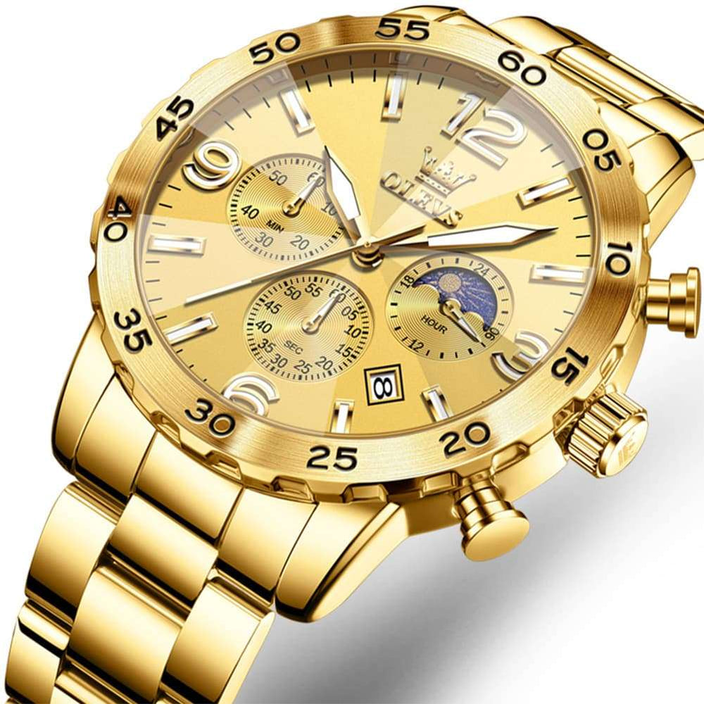 OLEVS 3D Rhombic Chronograph Quartz Watch for Men 3678