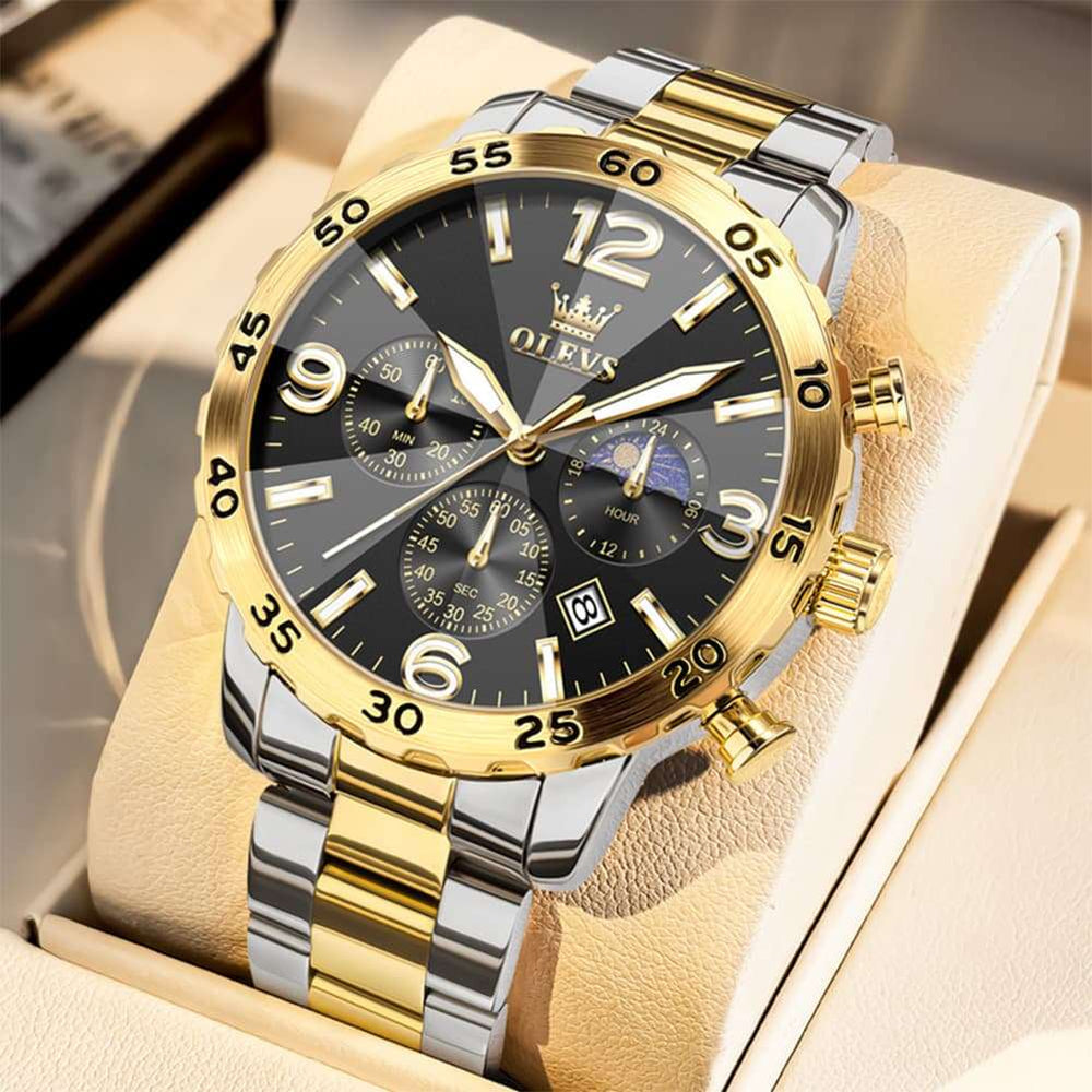 OLEVS 3D Rhombic Chronograph Quartz Watch for Men 3678