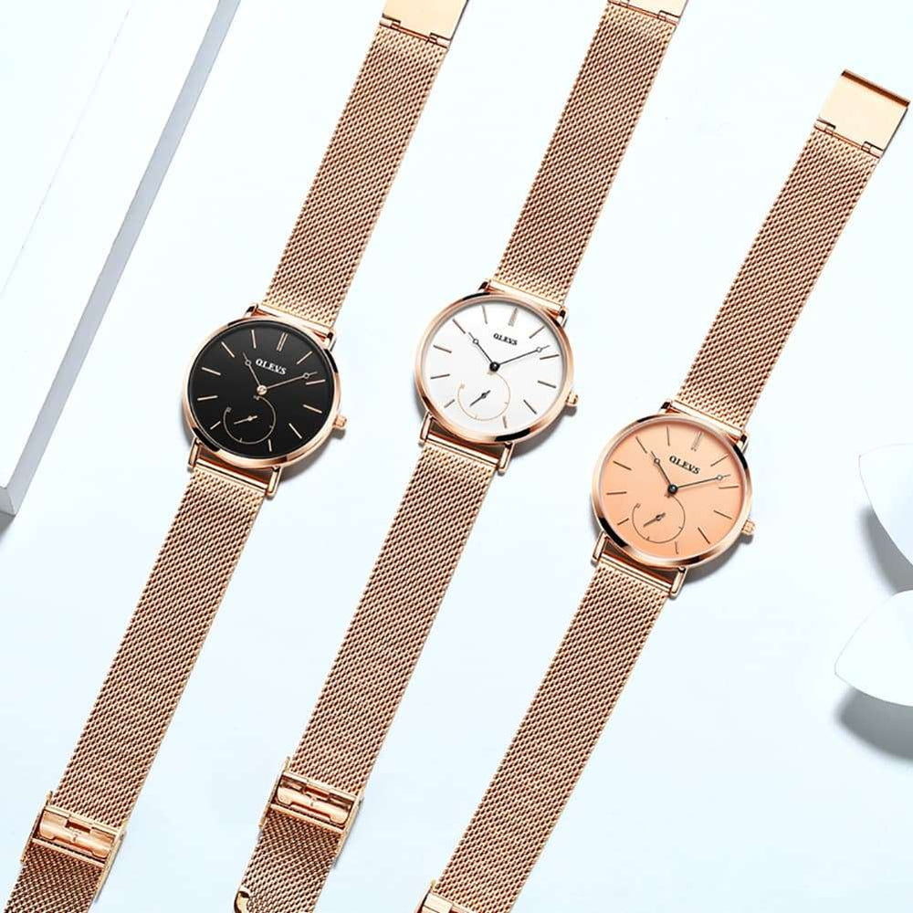 OLEVS 5190 Ultra Thin Sub Dial Quartz Watch for Women