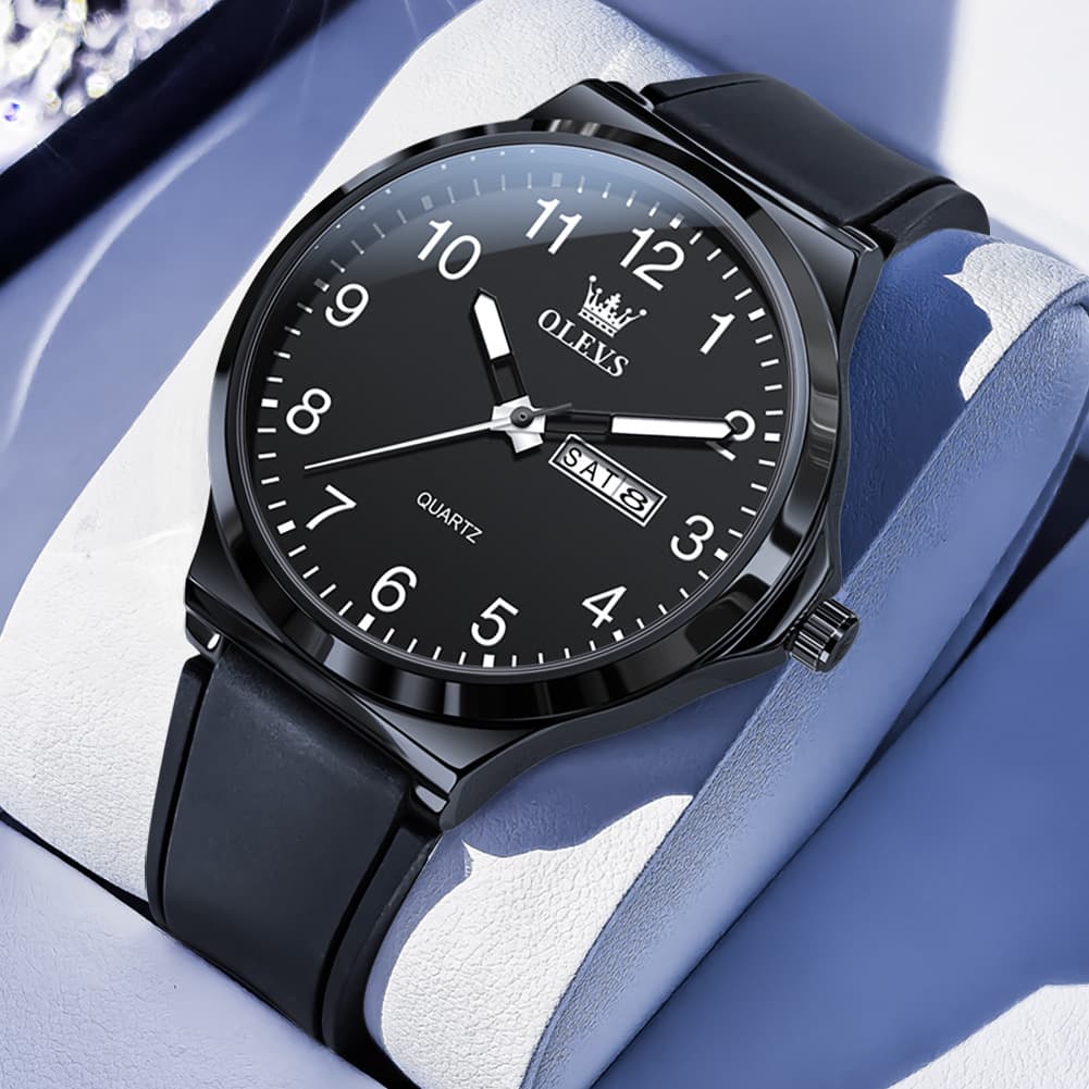 OLEVS 5647 Ultra Thin Day Date Quartz Watch Silicone Strap Casual Timepiece for Men and Women - Olevs Watch Store