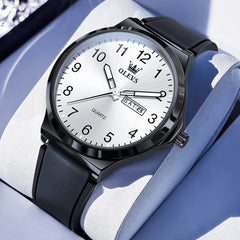 OLEVS 5647 Ultra Thin Day Date Quartz Watch Silicone Strap Casual Timepiece for Men and Women - Olevs Watch Store