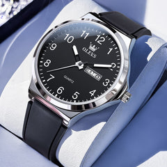 OLEVS 5647 Ultra Thin Day Date Quartz Watch Silicone Strap Casual Timepiece for Men and Women - Olevs Watch Store