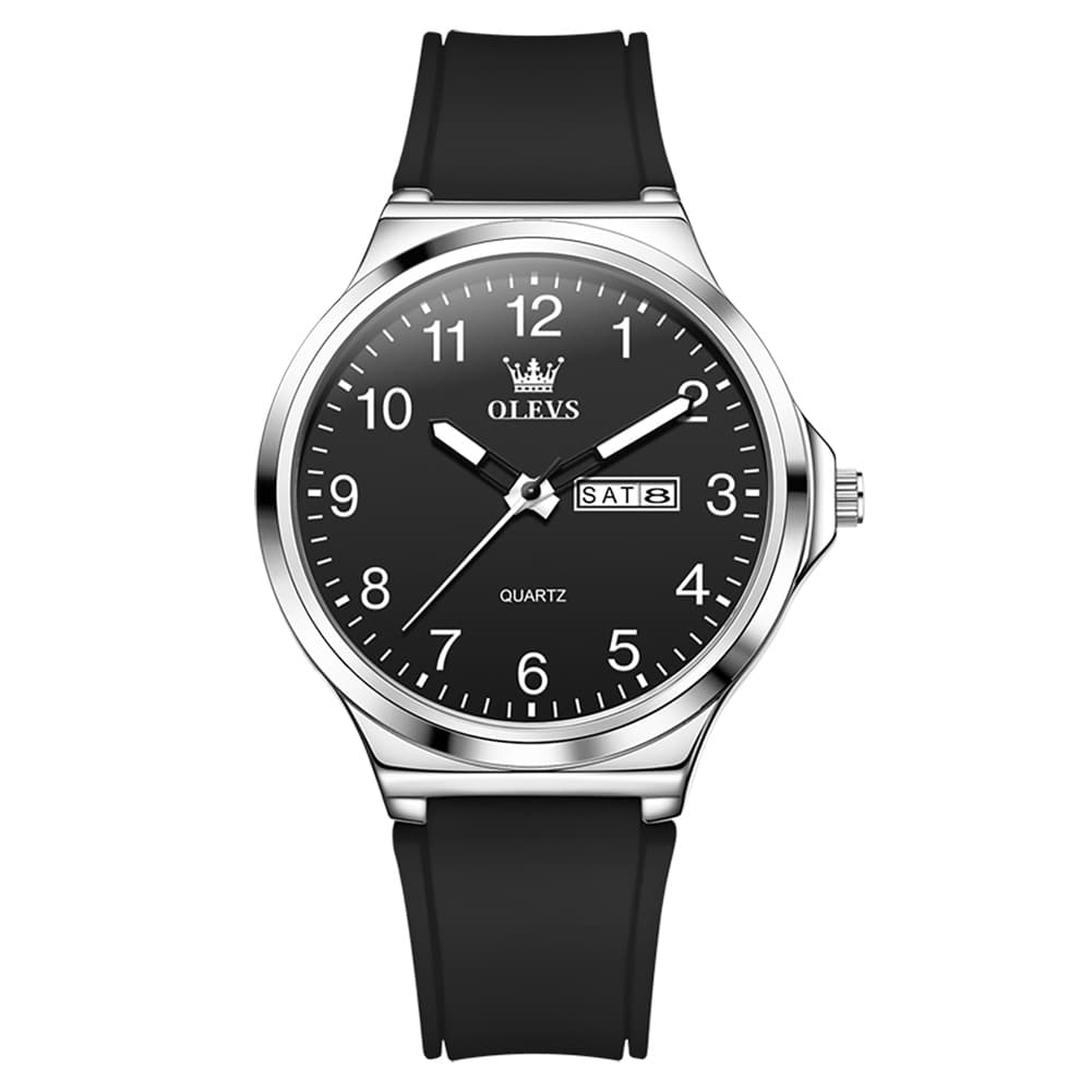 OLEVS 5647 Ultra Thin Day Date Quartz Watch Silicone Strap Casual Timepiece for Men and Women - Olevs Watch Store