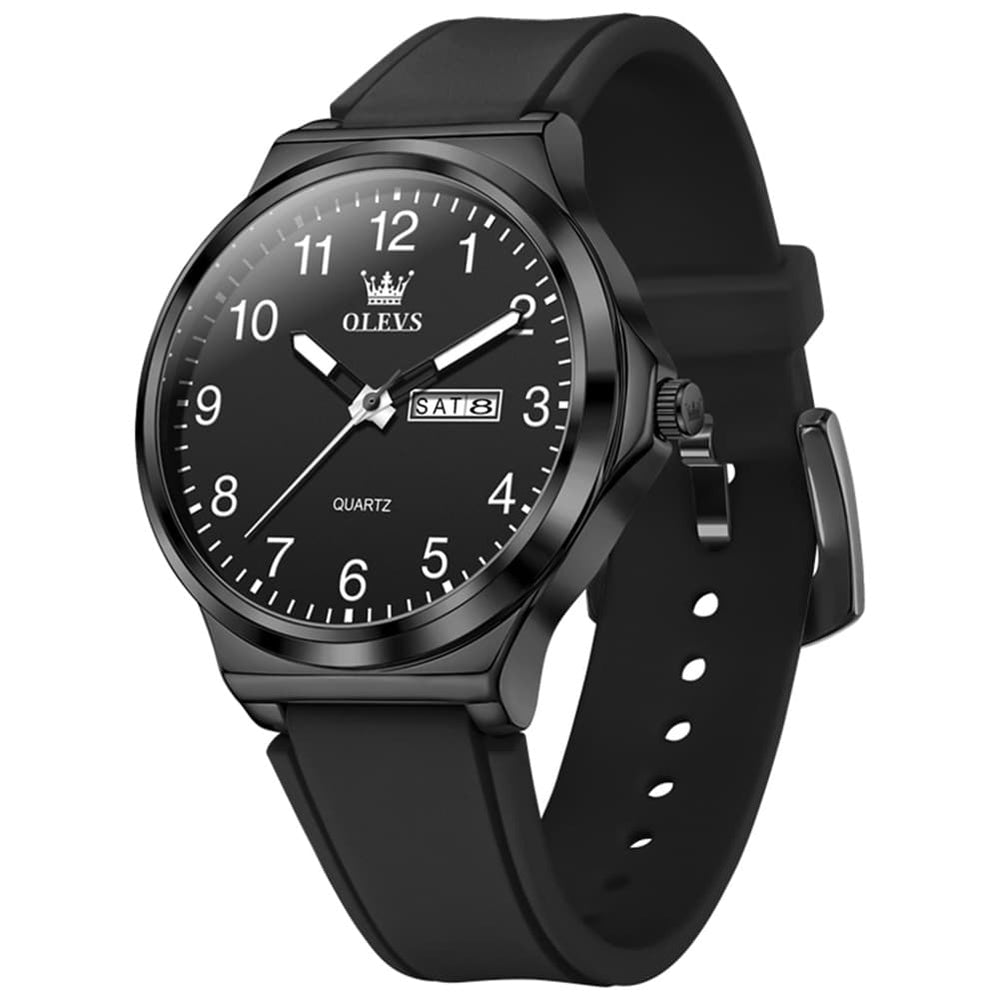 OLEVS 5647 Ultra Thin Day Date Quartz Watch Silicone Strap Casual Timepiece for Men and Women - Olevs Watch Store