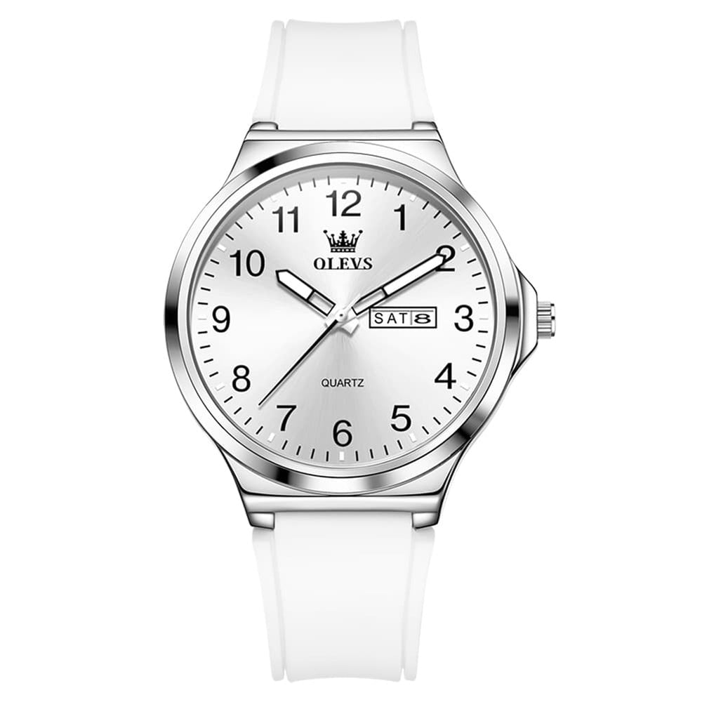 OLEVS 5647 Ultra Thin Day Date Quartz Watch Silicone Strap Casual Timepiece for Men and Women - Olevs Watch Store
