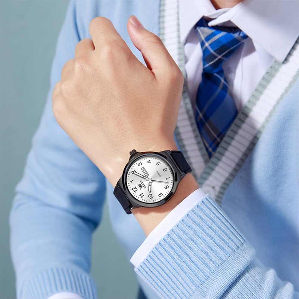 OLEVS 5647 Ultra Thin Day Date Quartz Watch Silicone Strap Casual Timepiece for Men and Women - Olevs Watch Store