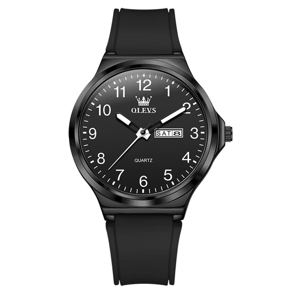 OLEVS 5647 Ultra Thin Day Date Quartz Watch Silicone Strap Casual Timepiece for Men and Women - Olevs Watch Store