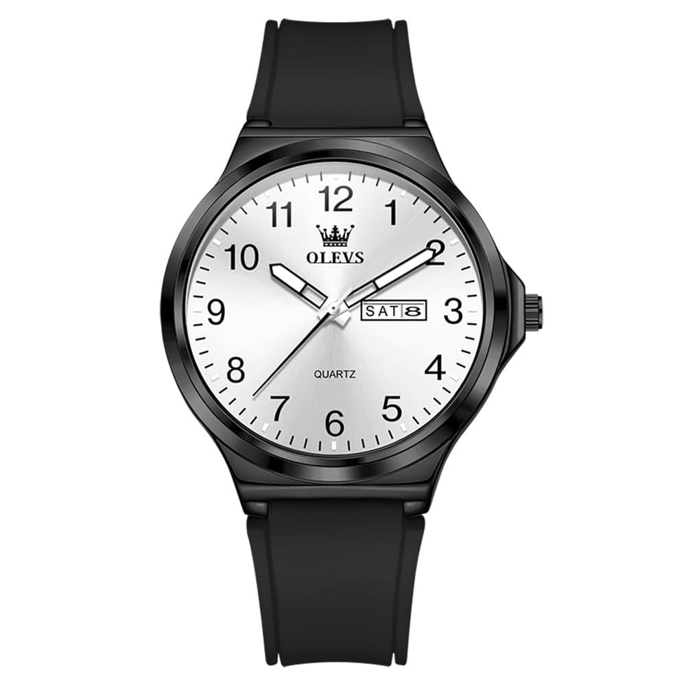 OLEVS 5647 Ultra Thin Day Date Quartz Watch Silicone Strap Casual Timepiece for Men and Women - Olevs Watch Store