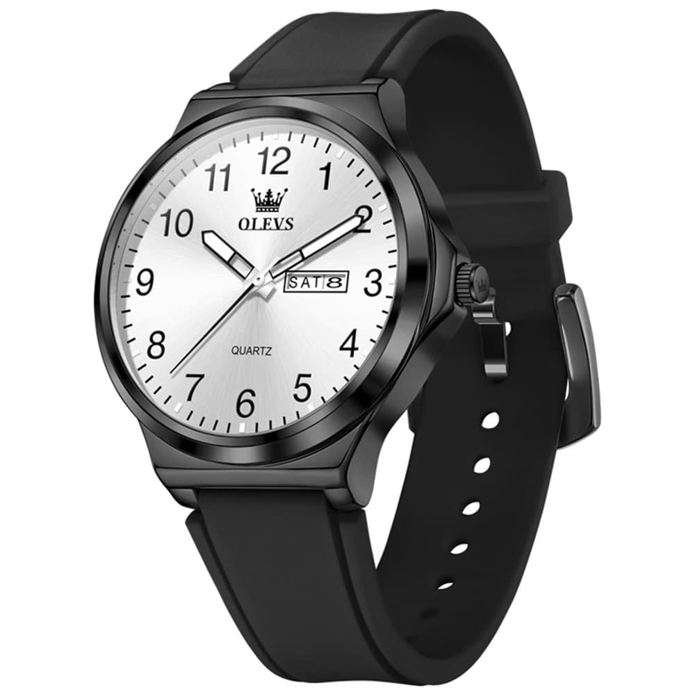 OLEVS 5647 Ultra Thin Day Date Quartz Watch Silicone Strap Casual Timepiece for Men and Women - Olevs Watch Store