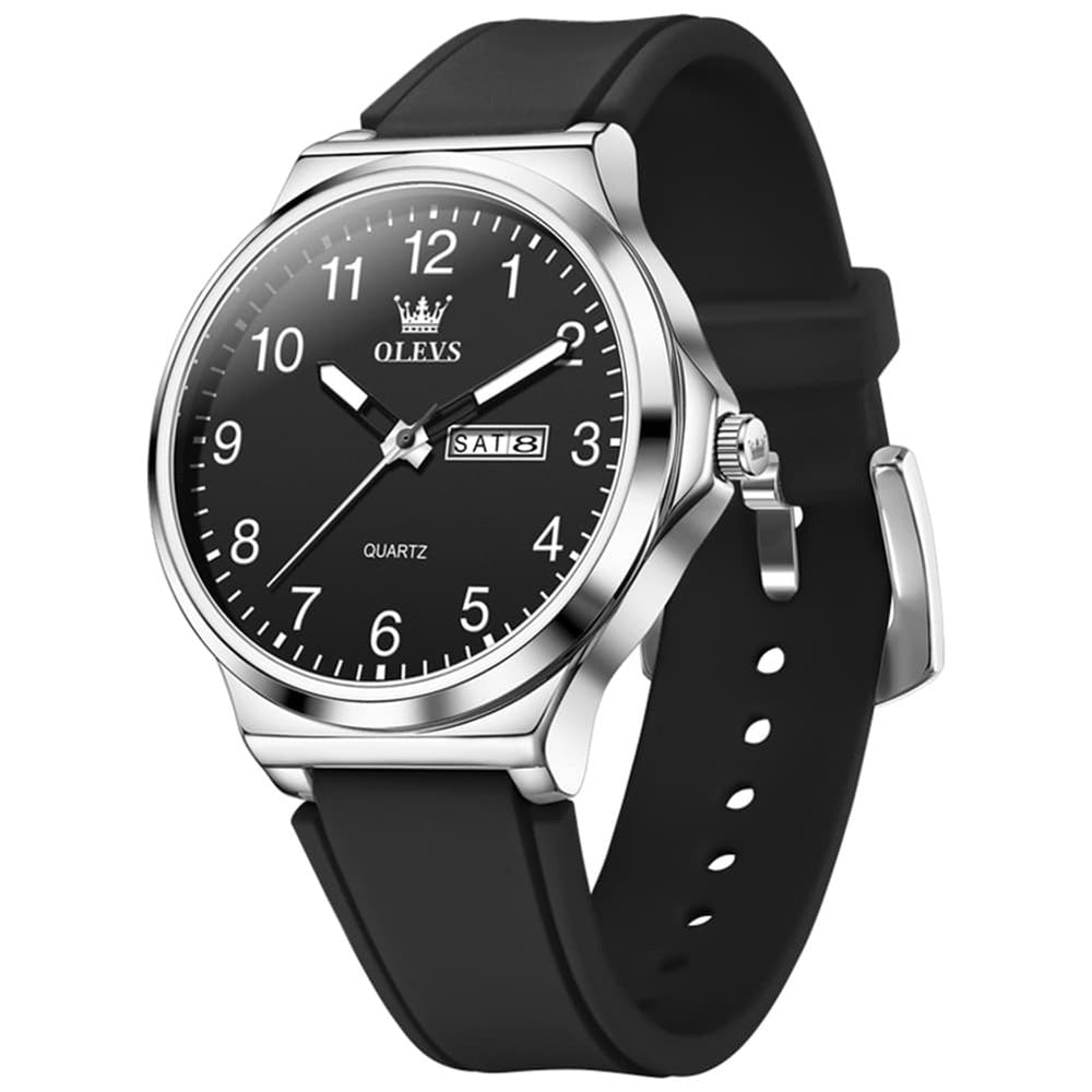 OLEVS 5647 Ultra Thin Day Date Quartz Watch Silicone Strap Casual Timepiece for Men and Women - Olevs Watch Store
