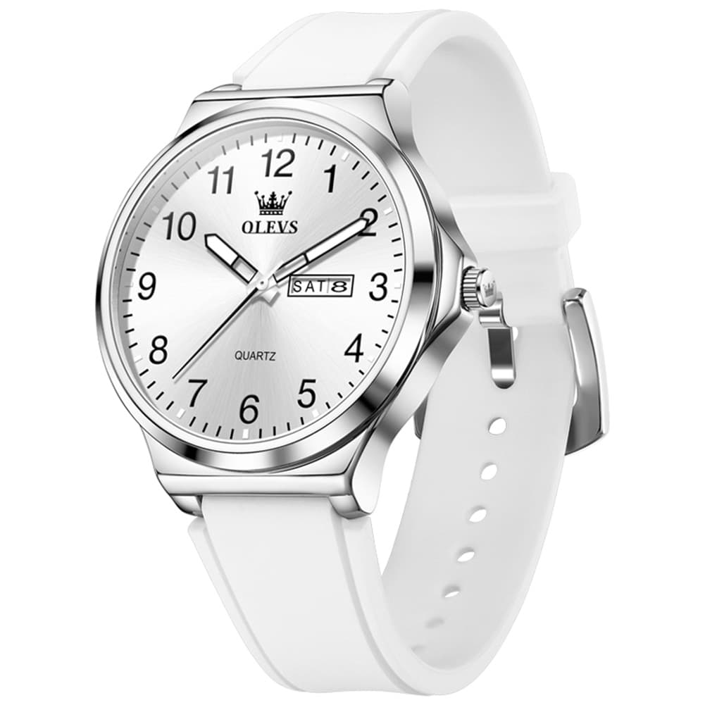 OLEVS 5647 Ultra Thin Day Date Quartz Watch Silicone Strap Casual Timepiece for Men and Women - Olevs Watch Store