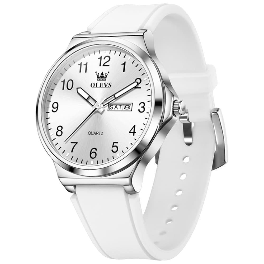 OLEVS 5647 Ultra Thin Day Date Quartz Watch Silicone Strap Casual Timepiece for Men and Women - Olevs Watch Store