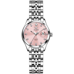 OLEVS 5649 Diamond Starry Dial Quartz Watch Calendar Stainless Steel Bracelet Timeless Timepiece for Women -Olevs Watch Store