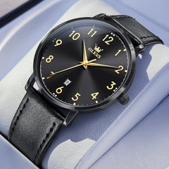 OLEVS 5653 Ultra Thin Couple Watch Milanese Mesh and Leather Strap Date Timepiece for Men and Women - Olevs Watch Store