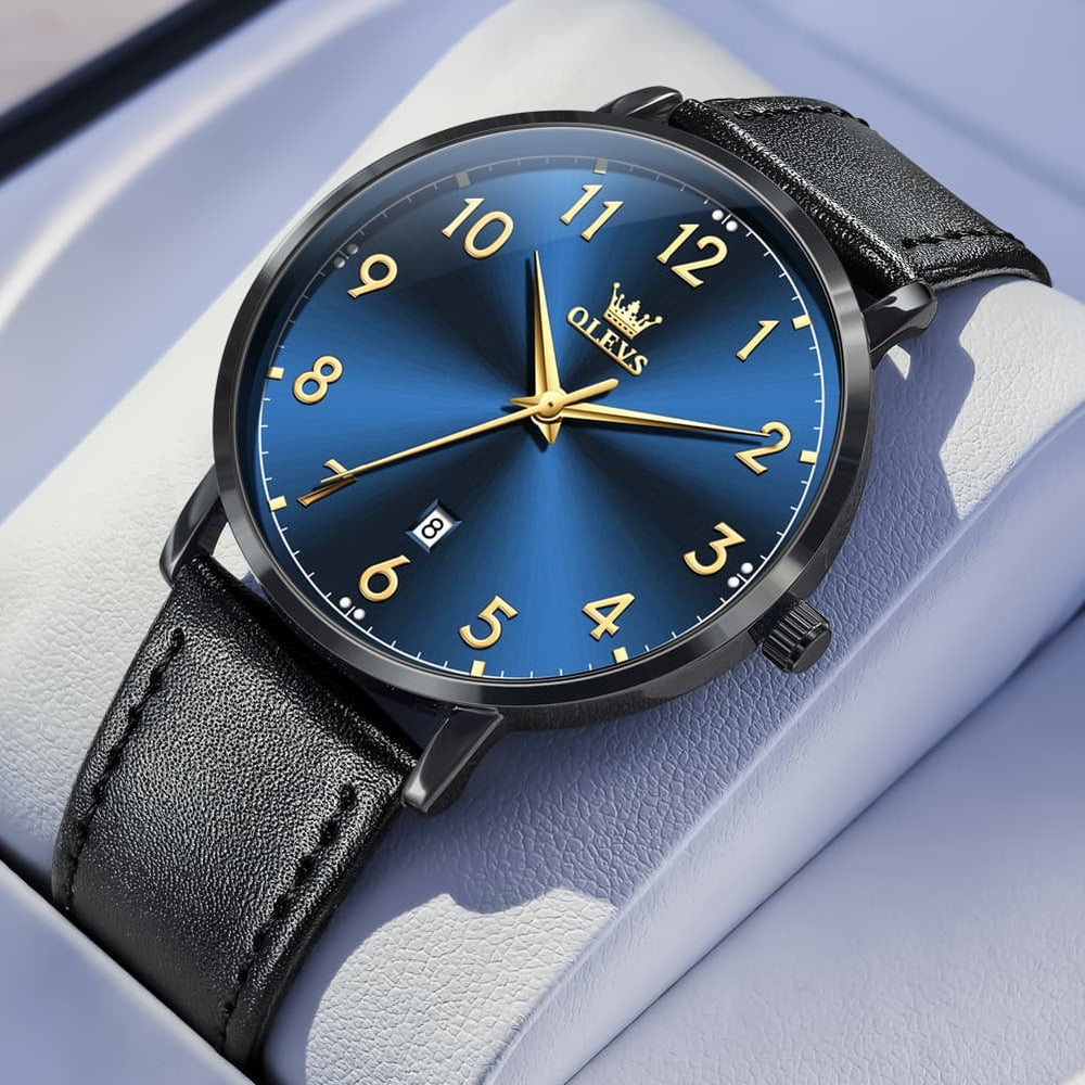 OLEVS 5653 Ultra Thin Couple Watch Milanese Mesh and Leather Strap Date Timepiece for Men and Women - Olevs Watch Store