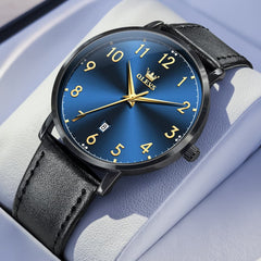 OLEVS 5653 Ultra Thin Couple Watch Milanese Mesh and Leather Strap Date Timepiece for Men and Women - Olevs Watch Store