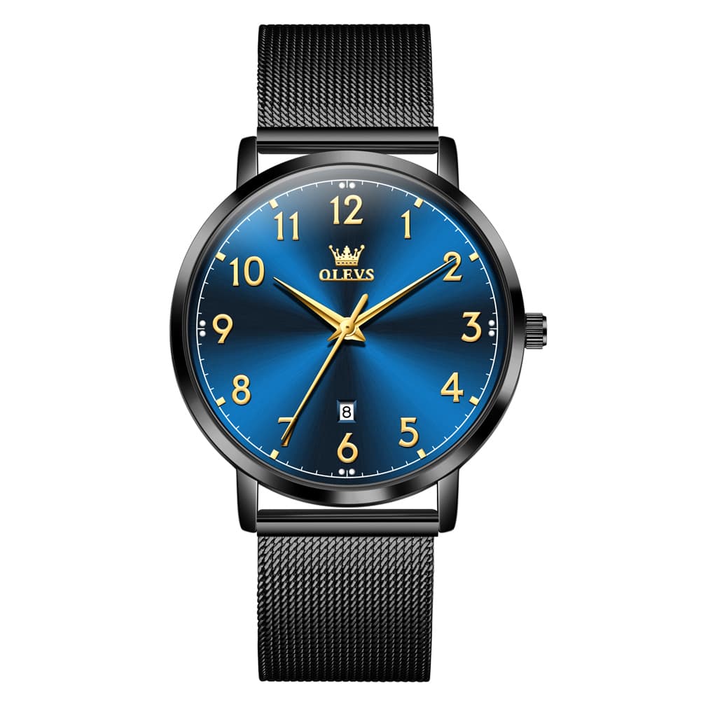 OLEVS 5653 Ultra Thin Couple Watch Milanese Mesh and Leather Strap Date Timepiece for Men and Women - Olevs Watch Store