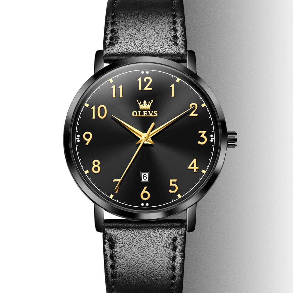 OLEVS 5653 Ultra Thin Couple Watch Milanese Mesh and Leather Strap Date Timepiece for Men and Women - Olevs Watch Store