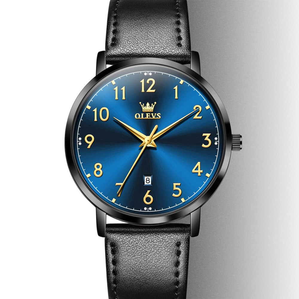 OLEVS 5653 Ultra Thin Couple Watch Milanese Mesh and Leather Strap Date Timepiece for Men and Women - Olevs Watch Store