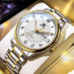 OLEVS 5667 Sapphire Crystal Couple Watch Day Date Stainless Steel Bracelet Timepiece for Men and Women - Olevs Watch Store