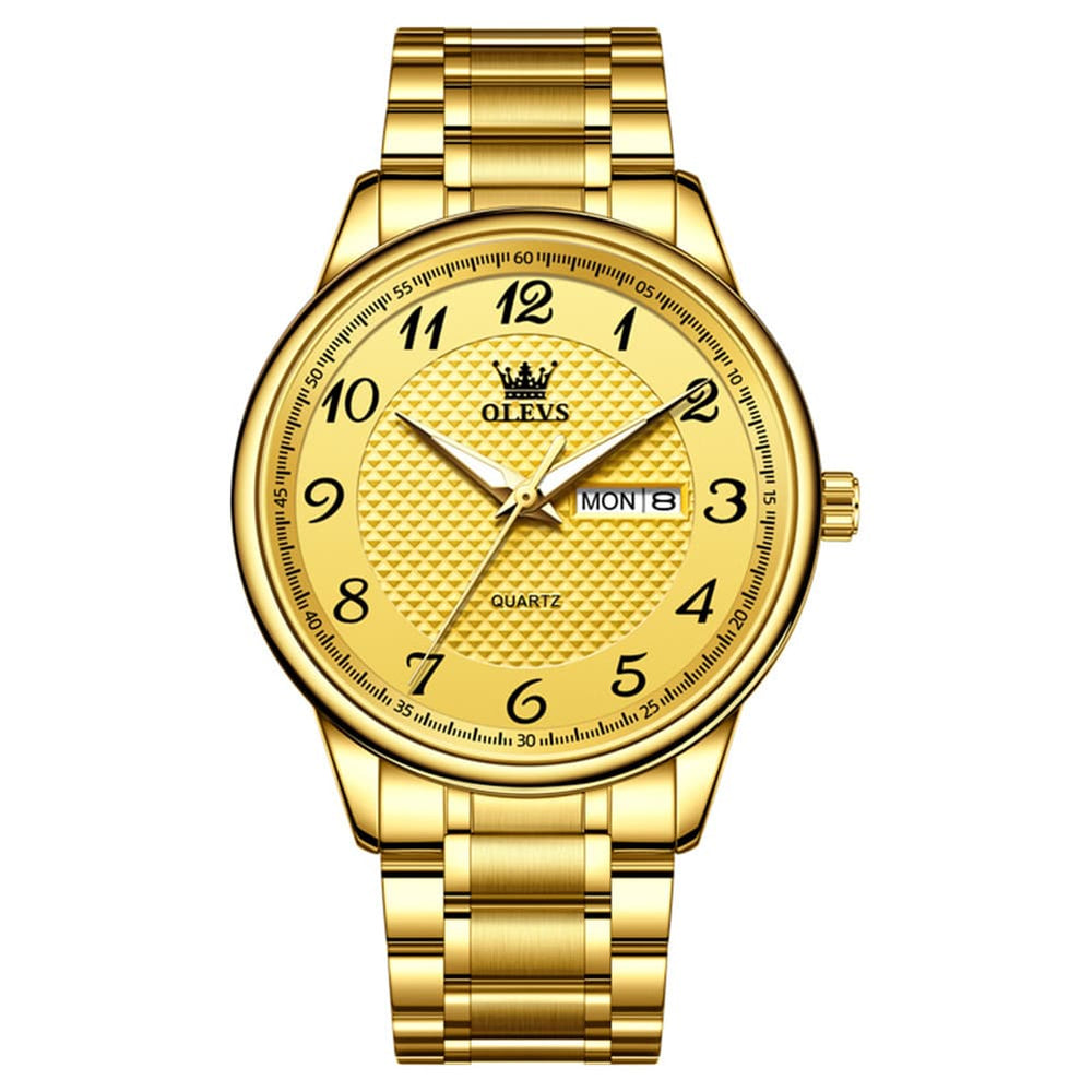 OLEVS 5667 Sapphire Crystal Couple Watch Day Date Stainless Steel Bracelet Timepiece for Men and Women - Olevs Watch Store