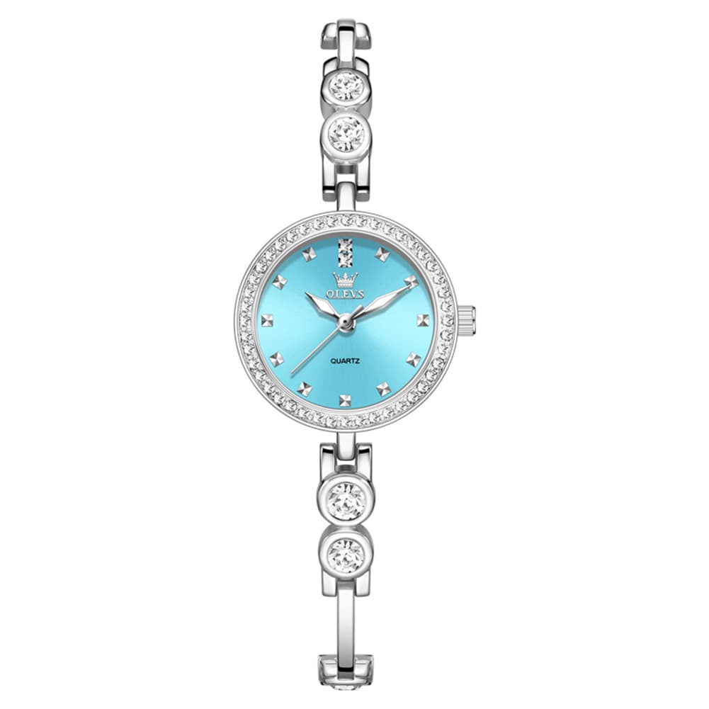 OLEVS 5670 Crystal Bracelet Watch Dainty Bangle Zircon Bezel Quartz Jewelry Timepiece for Women - Olevs Watch Store
