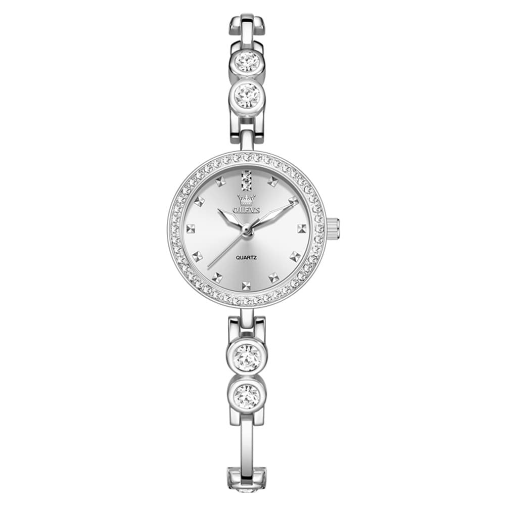 OLEVS 5670 Crystal Bracelet Watch Dainty Bangle Zircon Bezel Quartz Jewelry Timepiece for Women - Olevs Watch Store