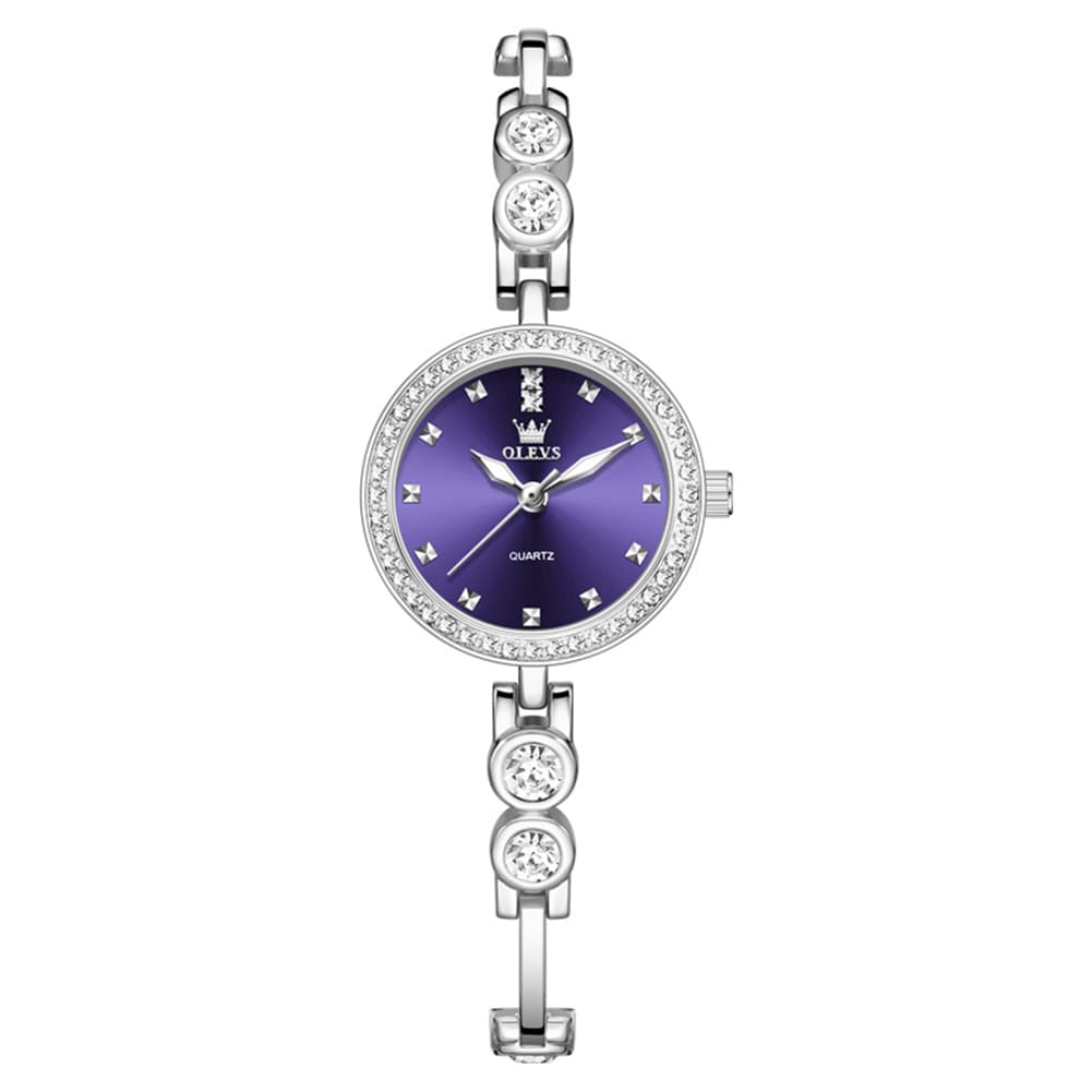 OLEVS 5670 Crystal Bracelet Watch Dainty Bangle Zircon Bezel Quartz Jewelry Timepiece for Women - Olevs Watch Store