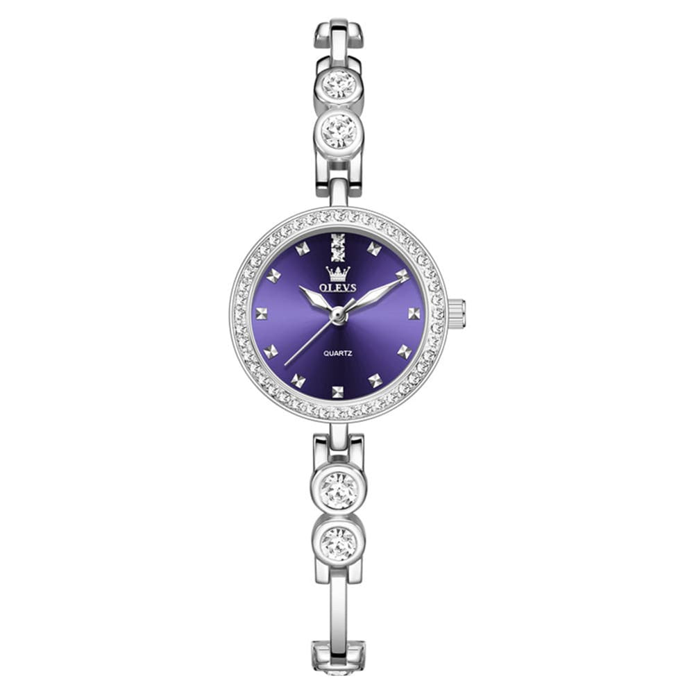 OLEVS 5670 Crystal Bracelet Watch Dainty Bangle Zircon Bezel Quartz Jewelry Timepiece for Women - Olevs Watch Store