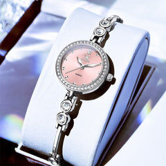 OLEVS 5670 Crystal Bracelet Watch Dainty Bangle Zircon Bezel Quartz Jewelry Timepiece for Women - Olevs Watch Store