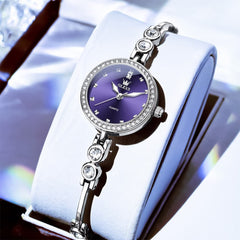 OLEVS 5670 Crystal Bracelet Watch Dainty Bangle Zircon Bezel Quartz Jewelry Timepiece for Women - Olevs Watch Store