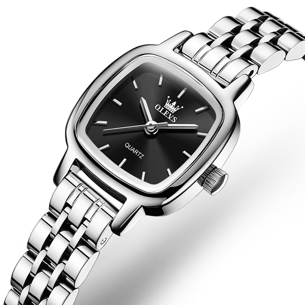 OLEVS 5675 Petite Square Watch Vintage Dress Stainless Steel Bracelet Quartz Timepiece for Women - Olevs Watch Store